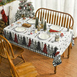 1pc, Polyester Tablecloth, Merry Christmas Table Cover, Buffalo Plaid Christmas Tree Pattern Table Cover, Christmas Atmospheric Table Decor, Holiday Desktop Decoration Fabric Table Cloth, Home Decoration, Christmas Decor, Gift