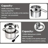 1 Set Double Boiler Pot Set - 1250ML/1.1QT Mixing Bowl, 2200ML/2QT 304 Stainless Steel Pot, Silicone Spatula for Melting Chocolate, Candy, Candle, Soap, Wax, Cooking, and Baking Needs