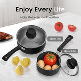 2pcs Nonstick Sauce Pan Set With Lid, 1 QT + 2.0 QT Non-stick Sauce Pot Cooking Pots Set, With Stay-cool Handle, Induction Compatible, PFOA Free, Kitchen Supplies, Cookware