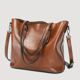 HULIANFU 2025 fashion oil wax pitot big bag  new large-capacity handbag single shoulder crossbody retro women's bag tide