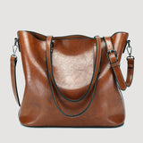 HULIANFU 2025 fashion oil wax pitot big bag  new large-capacity handbag single shoulder crossbody retro women's bag tide