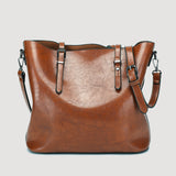 HULIANFU 2025 fashion oil wax pitot big bag  new large-capacity handbag single shoulder crossbody retro women's bag tide