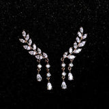 2025 Korean earrings super flash zircon 925 silver needle leaf fringed water drop earrings women's fashion summer fresh jewelry