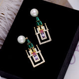 2025 Korean earrings earrings new 925 silver needle stud earrings colored zircon temperament personalized creative fairy tale castle