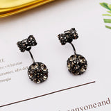 2025 S925 silver needle simple temperament tassel Korean sweet small ball rhinestone stud earrings hanging bow earrings women