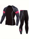 Mens High-Performance Compression Running Outfit - Moisture-Wicking Skin-Fit Shirt & Pants Set - Ideal for Gym, Fitness, Yoga, Base Layer Thermal Wear