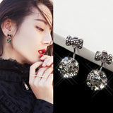 2025 S925 silver needle simple temperament tassel Korean sweet small ball rhinestone stud earrings hanging bow earrings women