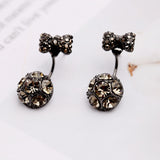 2025 S925 silver needle simple temperament tassel Korean sweet small ball rhinestone stud earrings hanging bow earrings women