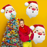 3-Pack Large Santa Hat Foil Balloons - Vibrant Aluminum Film Christmas Decorations with Ribbon and Straw - Perfect for 14 Years and Up, Ideal for Christmas Party, Birthday, New Year, Home and Yard Decorations