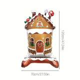 1pc Gingerbread House Balloon, Aluminum Foil, Stand-Up Base, Christmas Castle Design, Festive Party Decor, New Year & Christmas Celebration, No Power Required, Home & Kitchen Supplies