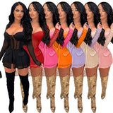Two Piece Dress  Summer Women Tracksuit Two Piece Set Sheer Mesh Shirt Coat Panty Solid Color See Through Party Night Cloths Outift T230113