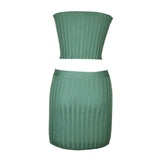 2025 HULIANFU  Popular trade fashion temperament women's clothing sexy threaded sleeveless backless tube top hip skirt two-piece set wholesale