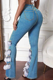 hulianfu - The cowboy blue Casual Street Solid Patchwork High Waist Denim Jeans