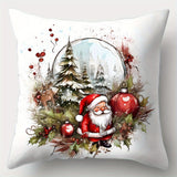 4-Pack Christmas Throw Pillow Covers, 17.7x17.7 inches, Contemporary Style, Polyester, Zippered, Hand Wash Only, Printed Snowman & Holly Design, Sofa Cushion Cases for Living Room Decor