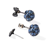 2025 S925 silver needle simple temperament tassel Korean sweet small ball rhinestone stud earrings hanging bow earrings women