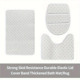 Santa Claus Christmas Bathroom Rug Set - 3pcs Polyester Blend Knit Fabric Bath Mats with Geometric Pattern, Washable, Non-Slip Rubber Backing, 100gsm Weight, Oblong Shape