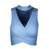 HULIANFU 2025 2025 trade women's clothing summer ins neck Spice Girls bm knitted top outer wear inside women's small suspender vest