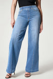 hulianfu - Navy Blue Casual Daily Solid Patchwork High Waist Regular Denim Jeans