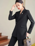 Senior Office Lady Suit For Women Work Wear Unique Design Blazer Formal Slim Fit Pant Sets Female Solid Outfits 2 Piece 240127