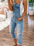 Women's denim jumpsuit with Beautiful shoulder straps