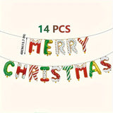 Christmas Merry & Bright Balloon Banner Set - 3D Letter Foil Balloons for Party Decor, Candy Style Santa, Snowman, Reindeer - No Electricity Needed, Featherless, Christmas Holiday Decoration Supplies