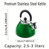1pc, 2500ml/84.55oz Stainless Steel Whistling Tea Kettle - Durable, Reusable, Easy to Clean, and Versatile for Charcoal, Gas, Electric, and Ceramic Stoves - Perfect for Home and Outdoor Use