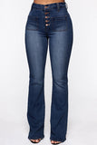 hulianfu - White Fashion Casual Solid Patchwork High Waist Regular Denim Jeans