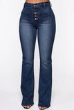 hulianfu - White Fashion Casual Solid Patchwork High Waist Regular Denim Jeans