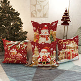Set of 4 Contemporary Christmas Throw Pillow Covers - 18" x 18" Vibrant Polyester Cushion Cases with Secure Zipper Closure, Machine Washable, Festive Santa and Snowman Designs - Perfect for Living Room, Sofa, Bed Decor - Pillow Inserts Not Included