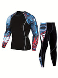 Mens High-Performance Compression Running Outfit - Moisture-Wicking Skin-Fit Shirt & Pants Set - Ideal for Gym, Fitness, Yoga, Base Layer Thermal Wear