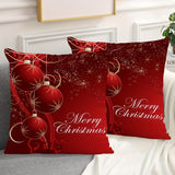 Set of 2 Christmas Throw Pillow Covers, Contemporary Style Woven Polyester Square Cushion Cases, Zippered Decorative Pillowcases with Festive Print for Sofa Chair Home Decor, Spot-Clean Only, 17x17 Inch