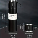 1pc/1 Set Insulated Vacuum Flask - 500ml/16.9oz Thermal Water Bottle with 2 Extra Cup Lids, Keeps Hot and Cold for Hours, Perfect for Travel, Summer, Winter, and Gifts