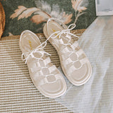 hulianfu  summer women's outerwear sandals roman style shoes Ladies' casual flats fashion tie design walking and work wear 41-43