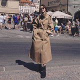 Oversized Fashion Korean Style Women's Trench Coat Double-Breasted Long with Belt Office Lady Windbreaker Spring Autumn Cloak