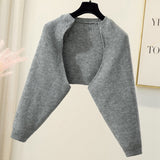 hulianfu Sweaters Cardigans Women's Batwing Long Sleeve Crop Top Loose Knitted Jacket shawl Femme Autumn Winter Knitwear