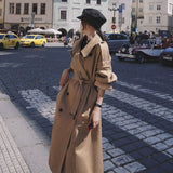 Oversized Fashion Korean Style Women's Trench Coat Double-Breasted Long with Belt Office Lady Windbreaker Spring Autumn Cloak