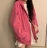 12345-Lillte bear Cartoon Vintage Spring and summer Sweatshirt Women Korean Zip Up Hoodie Women Fashion Clothe Hoodies