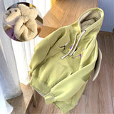 hulianfu Jacket women solid color hoodies autumn winter imitation lamb wool korean loose plus velvet thick zipper sweatshirt tops