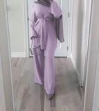 2 Pieces Dubai Abaya Turkish Hijab Muslim Dress Women Kaftan Islamic Clothing Grote Maten Dames Kleding Ensemble Femme Musulmane