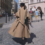 Oversized Fashion Korean Style Women's Trench Coat Double-Breasted Long with Belt Office Lady Windbreaker Spring Autumn Cloak