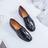 hulianfu ladies Leather shoes British style plus size 22-26.5cm women pumps loafers lazy shoes womens platform heels black shoes