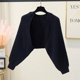 hulianfu Sweaters Cardigans Women's Batwing Long Sleeve Crop Top Loose Knitted Jacket shawl Femme Autumn Winter Knitwear