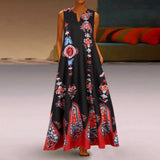 Floral Print Boho Casual Long Dress Summer Clothes For Women V-neck Sexy Off Shoulder Ladies Dresses Plus Size Maxi Dress