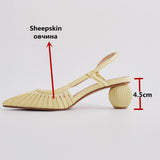 Lace Up Genuine Leather Ladies Sandals  Spring Summer Strange Heels Pumps Elegant Wedding Party Fashion Shoes Woman