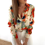 New Floral Blouse Women Turn-down Collar Short Sleeve Fashion Plus Size Casual Blouses Elegant Lady Office Work Shirts Tops