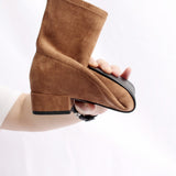 hulianfu new spring shoes Women Boots plus size stretch boots casual flock European and American boots women Pigskin lining insole