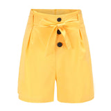 hulianfu Womens Shorts Summer High Waist Button Lace Shorts Wide Leg Shorts Street Fashion Button Skinny Short Jeans