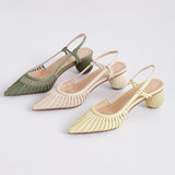 Lace Up Genuine Leather Ladies Sandals  Spring Summer Strange Heels Pumps Elegant Wedding Party Fashion Shoes Woman