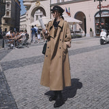 Oversized Fashion Korean Style Women's Trench Coat Double-Breasted Long with Belt Office Lady Windbreaker Spring Autumn Cloak