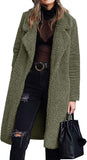 hulianfu Women's Fuzzy Fleece Lapel Open Front Long Cardigan Coat Faux Fur Warm Winter Outwear Jackets Jacket Women  Plus Size Fur Coat